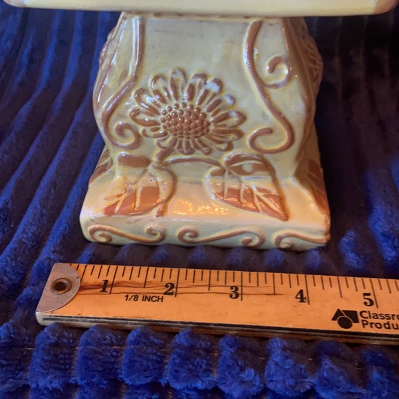 Rustic Sunflower Ceramic/Terra Cotta Candle Pillars-set of 2 - Picture 8 of 11